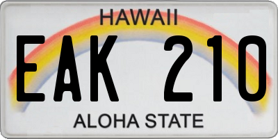 HI license plate EAK210