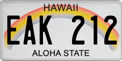 HI license plate EAK212