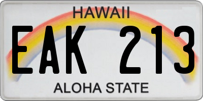 HI license plate EAK213