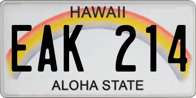 HI license plate EAK214