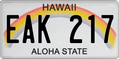 HI license plate EAK217