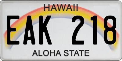 HI license plate EAK218