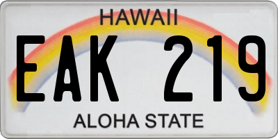 HI license plate EAK219