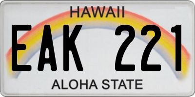 HI license plate EAK221