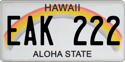 HI license plate EAK222