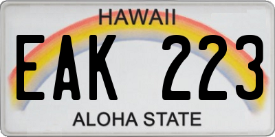 HI license plate EAK223