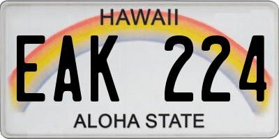 HI license plate EAK224