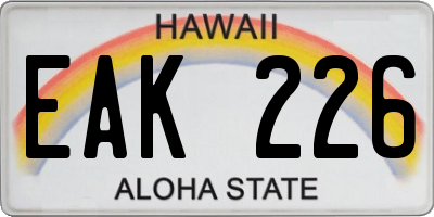 HI license plate EAK226