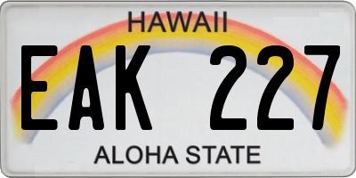 HI license plate EAK227