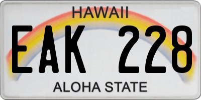 HI license plate EAK228