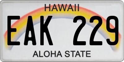 HI license plate EAK229