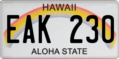 HI license plate EAK230