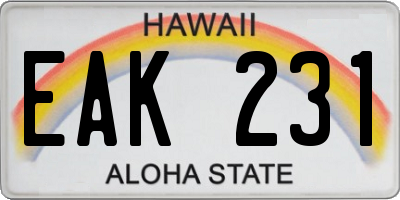 HI license plate EAK231