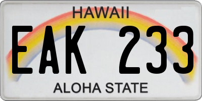 HI license plate EAK233