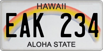 HI license plate EAK234