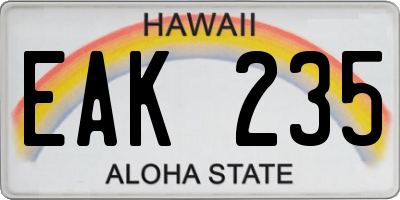 HI license plate EAK235