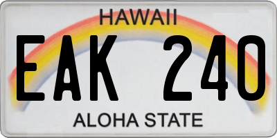 HI license plate EAK240