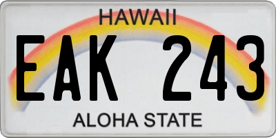 HI license plate EAK243