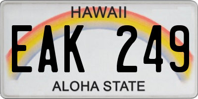 HI license plate EAK249