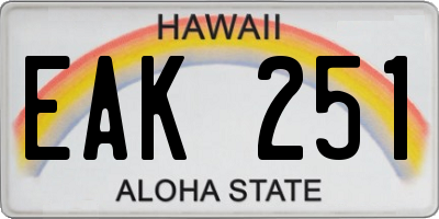 HI license plate EAK251