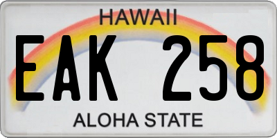 HI license plate EAK258