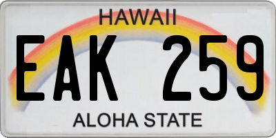 HI license plate EAK259