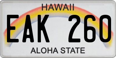 HI license plate EAK260