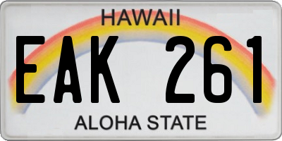 HI license plate EAK261