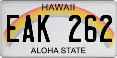 HI license plate EAK262