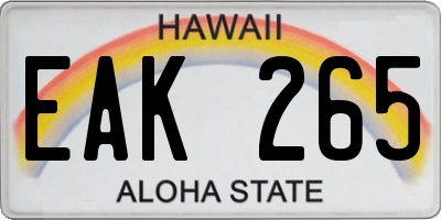 HI license plate EAK265