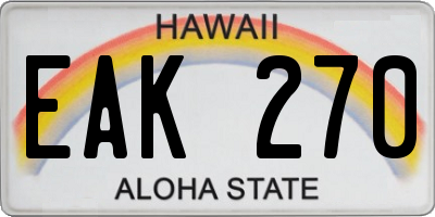 HI license plate EAK270