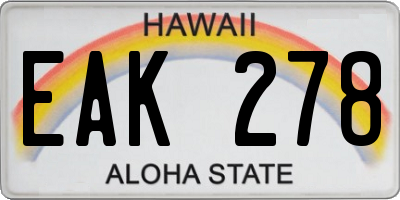 HI license plate EAK278