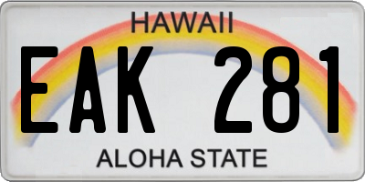 HI license plate EAK281