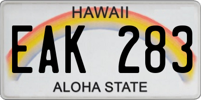 HI license plate EAK283