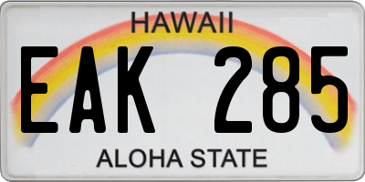 HI license plate EAK285