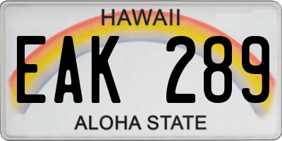 HI license plate EAK289