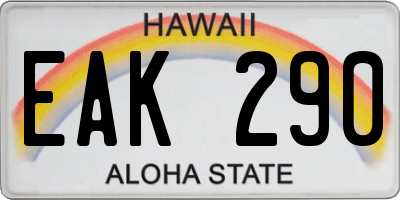 HI license plate EAK290