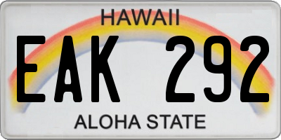 HI license plate EAK292