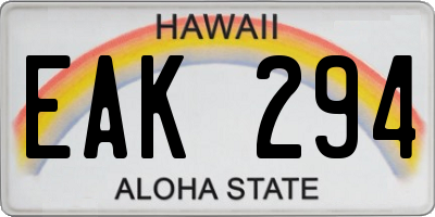 HI license plate EAK294