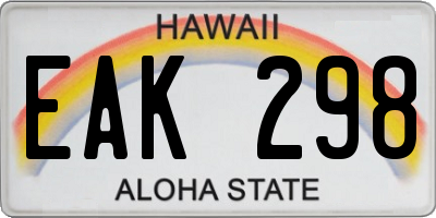 HI license plate EAK298