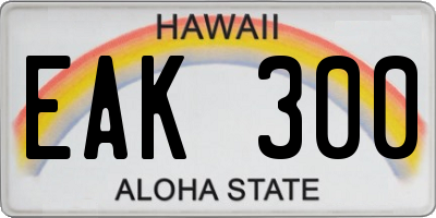 HI license plate EAK300