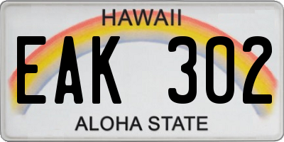 HI license plate EAK302