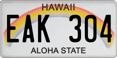 HI license plate EAK304