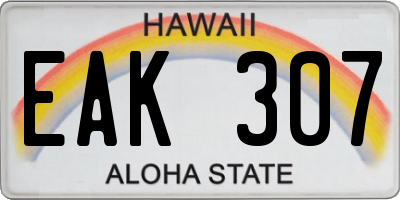 HI license plate EAK307