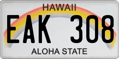 HI license plate EAK308