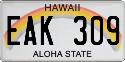 HI license plate EAK309