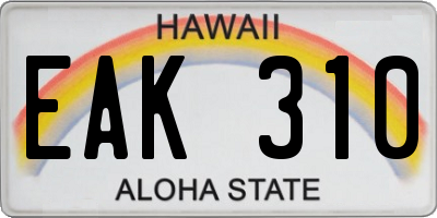 HI license plate EAK310