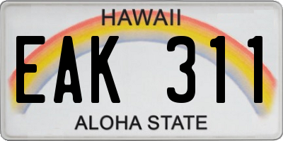 HI license plate EAK311