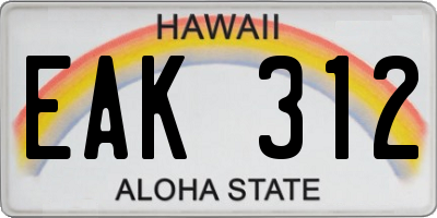 HI license plate EAK312