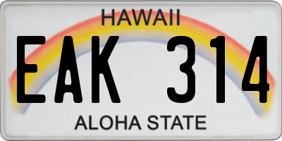 HI license plate EAK314